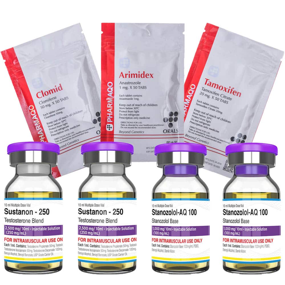Pack för ökad muskelmassa INJICERA Sustanon Stanozolol 8 veckor Pharmaqo Labs