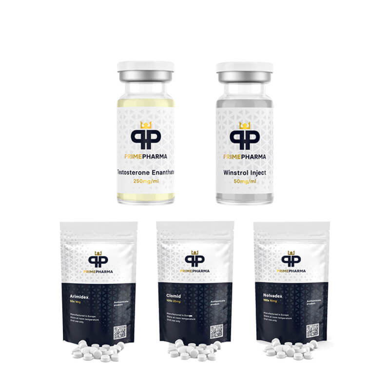 NIVÅ I (INJICERA) Lean Mass Gain Pack: ENANTHAT + WINSTROL + SKYDD + PCT (8 veckor) PRIME PHARMA