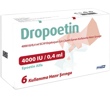 Dropotein 4000 IE 0,4 ml. Injektionsvätska, lösning i förfyllda sprutor Epoetin Alfa Drogsan