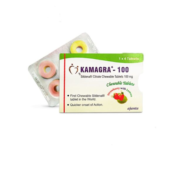 Kamagra 100 CT Jordgubb och Citron Sildenafil Citrate CT 1×4 Apotek EU