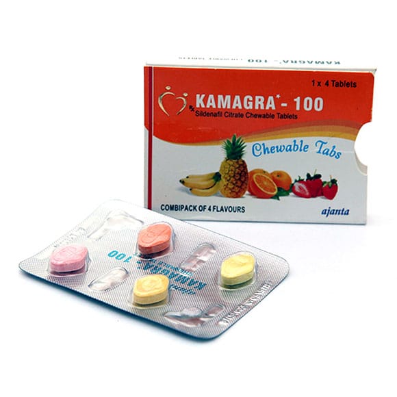 Kamagra 100 tuggtabletter Fyra smaker Sildenafilcitrat CT 1×4 Apotek EU