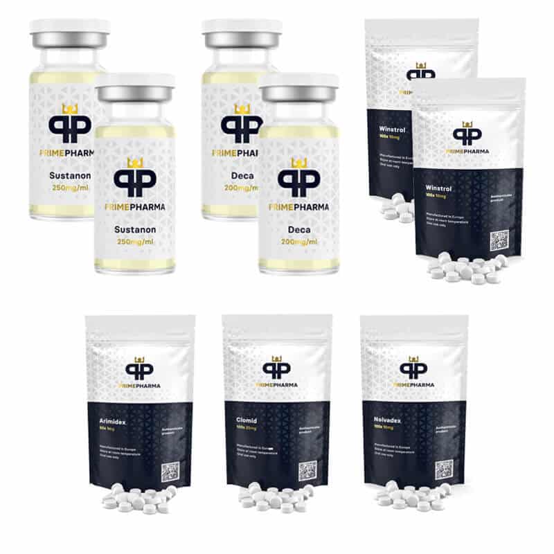 Mager massa-paket ORAL INJEKTION 8 veckor Sustanon Deca Winstrol Prime pharma